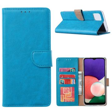 Samsung A22 hoesje bookcase Blauw - Samsung Galaxy A22 5G hoesje portemonnee wallet case - Hoesje A22 5G book case hoes cover