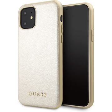 iPhone 11 Backcase hoesje - Guess - Effen Goud - Kunstleer