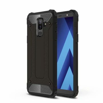 Ntech Samsung Galaxy A6 Plus (2018) Dual layer Armor Hoesje - Zwart