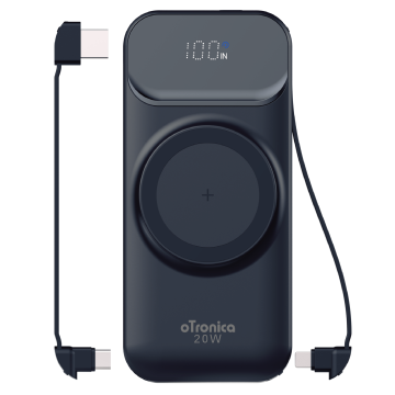 Otronica Powerbank Geschikt voor Magsafe 10000 mAh - Snellader & batterij LED-display Met Stand - USB C / USB A - 15 Watt - Draadloze Powerbank Geschikt voor iPhone 12/13/14/15/16