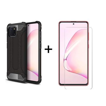 Ntech Hoesje Geschikt Voor Samsung Galaxy A81/ Note 10 Lite hoesje - Met Screenprotector Rugged Armor Hoesje - Shockproof case - Zwart