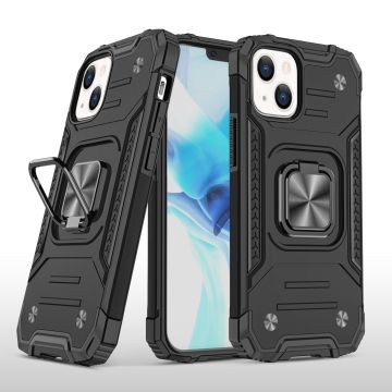 Hoesje Geschikt voor iPhone 13 Pro - Heavy Duty Armor Hoesje met Kickstand ringhouder – Zwart