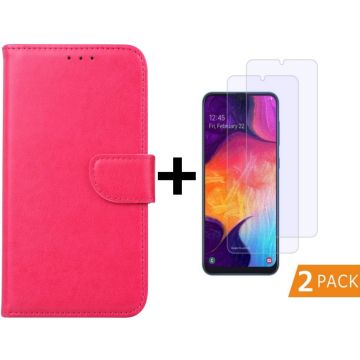 Samsung Galaxy A50s/A30s Portemonnee hoesje - Pink + 2xTempered Glas