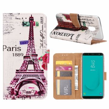 Samsung Galaxy J6+ (Plus) 2018 Eiffeltoren 1889 Boek hoesje met Pasjesruimte