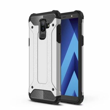 Ntech Samsung Galaxy A6 (2018) Dual layer Armor Hoesje - Zilver