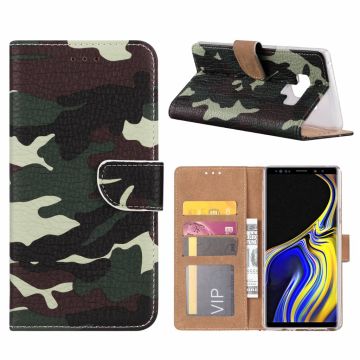 Samsung Galaxy Note 9 Camouflage Design Boek hoesje met pasjesruimte