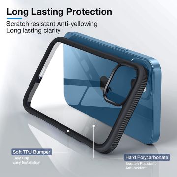 Hoesje Geschikt voor iPhone 12 Mini hoesje met Doorzichtig Mat Backcover – colour Soft Bumper - Zwart