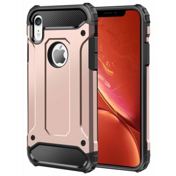 Ntech hoesje Geschikt voor iPhone Xr Dual layer Rugged Armor hoesje - Rosegoud