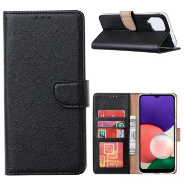 Samsung A22 4G hoesje bookcase Zwart - Samsung Galaxy A22 4G hoesje portemonnee wallet case - Hoesje A22 4G book case hoes cover