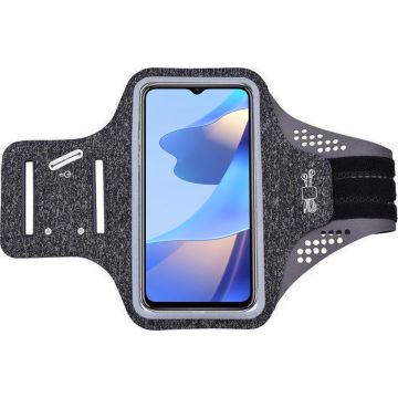 Hoesje Geschikt voor Oppo a16 hardloop telefoonhouder – armband - sportband - van stof - Zwart