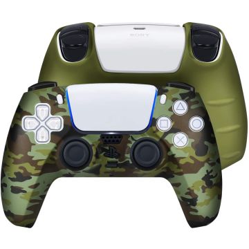 Playstation 5 Controller Hoesje - PS5 Silicone Hoes - PS5 Skin - Playstation 5 Accessoires - Cover - Hoesje - Siliconen skin case - Camouflage Groen