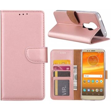 Motorola Moto E5 Plus Hoesje portemonnee case / geschikt voor 3 pasjes Rose Goud