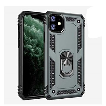 Ntech hoesje Geschikt voor iPhone 11 Armor Hoesje Ringhouder TPU - Donker Groen
