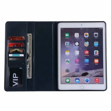 Ntech Hoes geschikt voor Apple iPad iPad 9.7 (2018-2017) Premium Luxe hoesje Folio Cover hoesje Met 6 Pasjesruimte Blauw