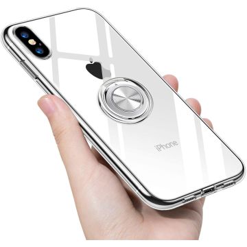 Hoesje Geschikt voor iPhone Xr hoesje 6.1 - Luxe TPU Backcover - Hoesje Geschikt voor iPhone XR 6.1 hoesje met Ring houder / Ring vinger houder / standaard