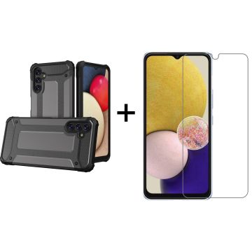 Ntech Hoesje Geschikt Voor Samsung Galaxy A13 5G hoesje - Met Screenprotector Rugged Armor Hoesje - Shockproof case - Zwart
