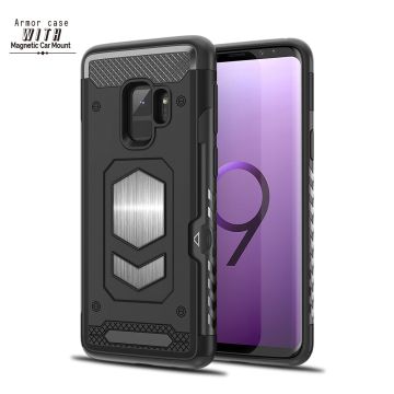 Ntech Samsung Galaxy S9 Luxe Armor Case met Pashouder - Zwart