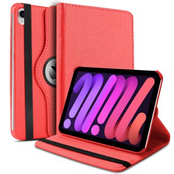 Hoes geschikt voor iPad Mini 6 / iPad mini 2021 Red - Hoes geschikt voor iPad Mini 6 cover - Hoes geschikt voor iPad Mini 6 - Hoes geschikt voor iPad Mini 6 hoesje - Hoes geschikt voor iPad mini 6 case - 360° draaibare Hoes Kunstleer