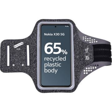 Hoesje Geschikt voor Nokia X30 hardloop telefoonhouder – armband - sportband - van stof - Zwart