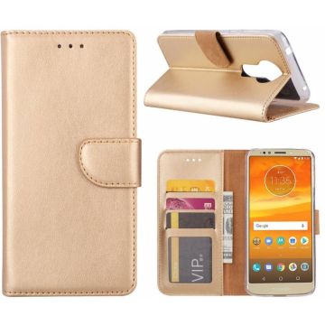 Motorola Moto E5 Plus Hoesje portemonnee case / geschikt voor 3 pasjes Champagne Goud
