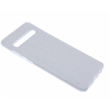 Ntech Samsung Galaxy S10 Zilver Glitter TPU Back Cover Hoesje
