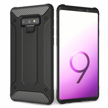 Samsung Galaxy Note 9 Zwart Anti Shock Dual Layer Hybrid Armor Carbon hoesje