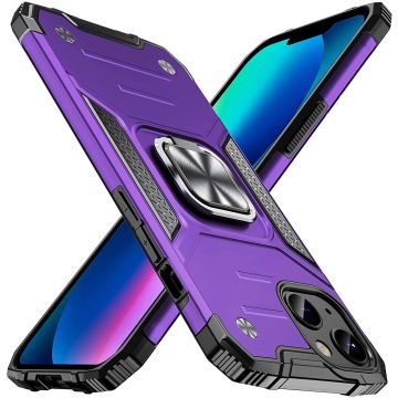 Hoesje Geschikt voor iPhone 13 Pro Max - Heavy Duty Armor Hoesje met Kickstand ringhouder – Paars