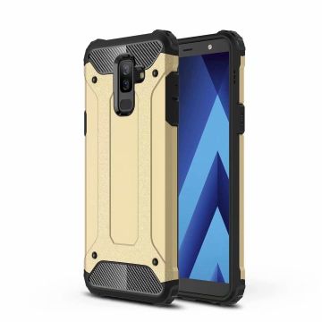 Ntech Samsung Galaxy A6 Plus (2018) Dual layer Armor Hoesje - Goud