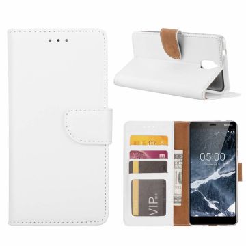 Nokia 5.1 Booktype Kunstleer Hoesje Met Pasjesruimte Wit