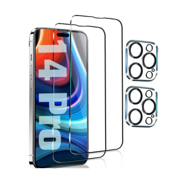 Geschikt voor iPhone 14 Pro Camera lens protector 2 stuks + Geschikt voor iPhone 14 Pro Screen protector 2 stuks