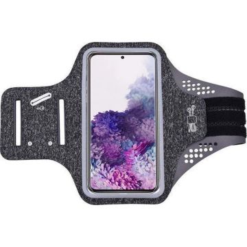 Hoesje Geschikt voor Samsung Galaxy S20 Plus hardloop telefoonhouder – armband - sportband - van stof - Zwart