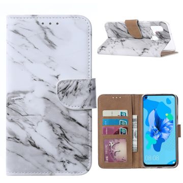 Ntech Marmor Design Boek / Portemonnee Hoesje - Huawei P20 lite (2019)