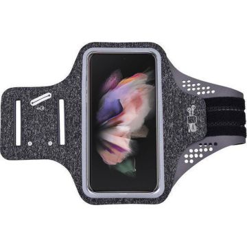 Hoesje Geschikt voor Samsung Galaxy Z Fold 3 hardloop telefoonhouder – armband - sportband - van stof - Zwart