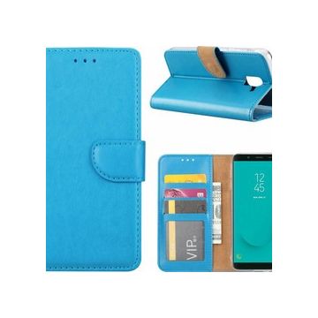 Samsung Galaxy J6+ (Plus) 2018 case Blauw Portemonnee hoesje met opbergvakjes