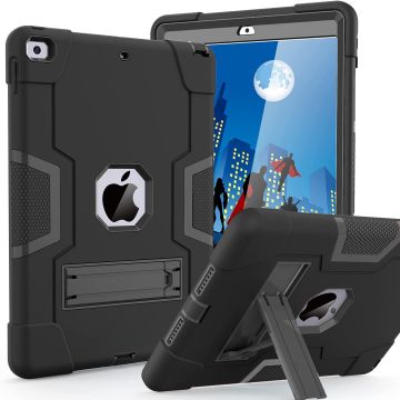 iPad 2021 Hoes - iPad 2020 hoes - Hoes iPad 2019 - iPad 10.2 hoes - Schokbestendige Back Cover met kicktand - Hybrid Armor Case Zwart