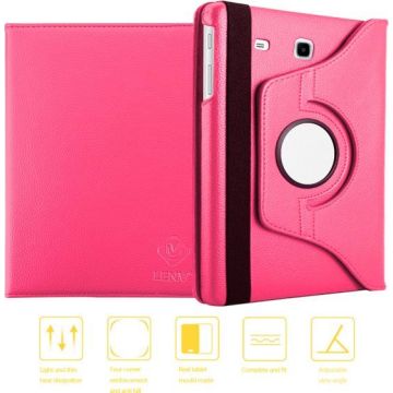 Samsung Galaxy Tab E 9.6 (T560) PU faux lederen 360 graden rotatie hoesje / case / hoesje - Roze
