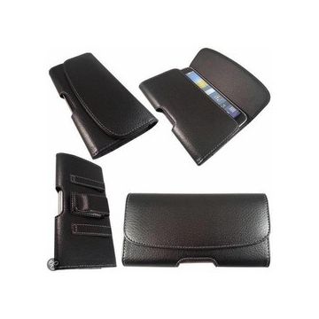 Universeel Samsung Galaxy A8 / A7 (2018) Riem Holster Kunstleer Case Hoesje Zwart