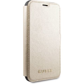 iPhone 11 Bookcase hoesje - Guess - Effen Goud - Kunstleer