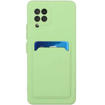 Samsung A02S Hoesje met pasjeshouder Groen - Samsung Galaxy A02s hoesje Soft silicone colour case met kaarthouder