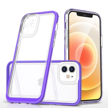 Hoesje Geschikt voor iPhone 12 Pro hoesje transparant met bumper Paars - Ultra Hybrid Hoesje Geschikt voor iPhone 12 Pro case