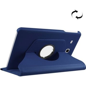 Samsung Galaxy Tab E 9.6 / T560 horizontaal Litchi structuur 360º Draaibaar Hoesje (donker blauw)