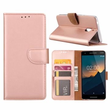 Nokia 2.1 Booktype Kunstleer Hoesje Met Pasjesruimte Rose Goud