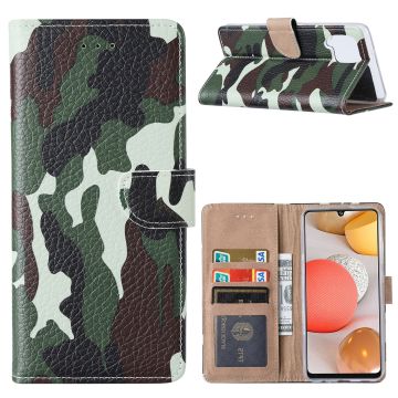 Samsung A42 Hoesje Camouflage Legerprint - Samsung Galaxy A42 5G Boekcase / Portemonnee Hoesje - Camouflage Legerprint hoesje Samsung A42 5G