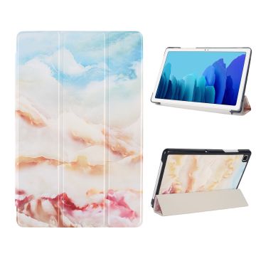 Hoes geschikt voor 2020 hoes - Hoes geschikt voor iPad 2019 /Hoes geschikt voor iPad 2021 - Book case Tri-Fold - Hoes geschikt voor iPad 2020 10.2 hoesje smart cover tablethoes - Marmer Roze / Wit