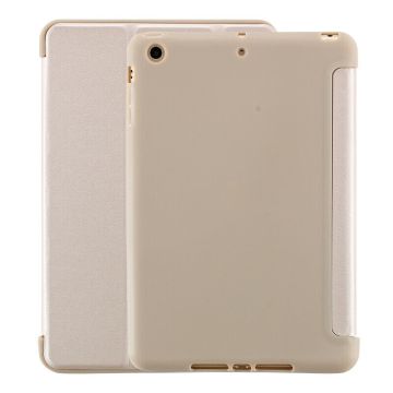 Hoes geschikt voor iPad Mini 4 Goud - Hoes geschikt voor iPad Mini 2 / 3 hoes Trifold Smart cover - Hoes geschikt voor iPad Mini hoes - Hoes geschikt voor iPad Mini 5 hoes bookcase - Hoes geschikt voor iPad Mini 1/2/3 hoesje soft Silicone Trifold case - N