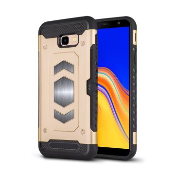 Ntech Samsung Galaxy J4 Plus (2018) Luxe Armor Case Pashouder - Goud