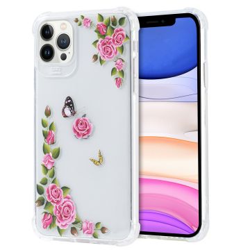 Siliconen Hoesje met bloemenprint Geschikt voor iPhone 11 Vlinders en rozen – Transparant