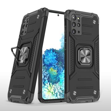 Samsung S20 Plus Hoesje - Heavy Duty Armor hoesje Zwart - Galaxy S20 Plus silicone TPU hybride hoesje Kickstand ringhouder met Magnetisch Auto Mount