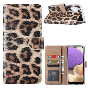 Samsung A32 Hoesje Luipaard - Galaxy A32 4G Boek Hoesje / Portemonnee cover - Luipaard hoesje Samsung A32