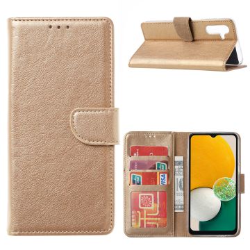 Samsung A13 Hoesje Goud - Samsung Galaxy A13 Booktype met Pasjeshouder - A13 4G book case Portemonee hoesje